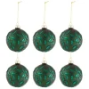 * Guirlande Et Boule De Sapin^Lot De 6 Boules De Noël "Feuilles" 8Cm Vert Mat