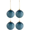 * Guirlande Et Boule De Sapin^Lot De 4 Boules De Noël "Givrees" 10Cm Bleu