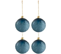 * Guirlande Et Boule De Sapin^Lot De 4 Boules De Noël "Givrees" 10Cm Bleu
