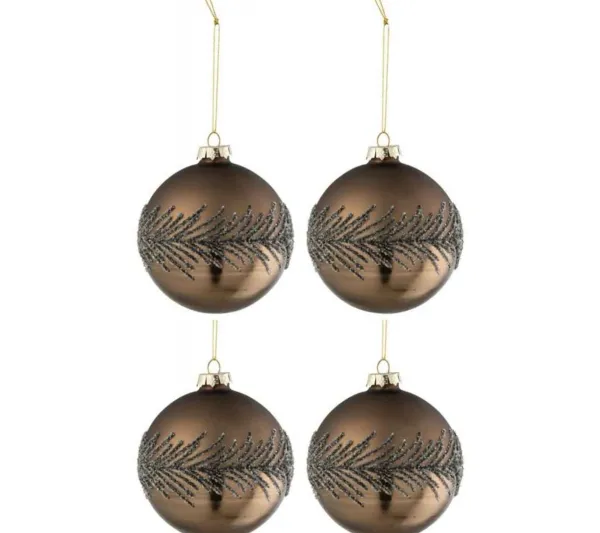 * Guirlande Et Boule De Sapin^Lot De 4 Boules De Noël "Givre Mat" 10Cm Marron
