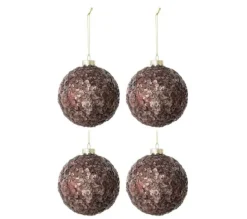 * Guirlande Et Boule De Sapin^Lot De 4 Boules De Noël "Givres" 10Cm Marron