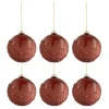 * Guirlande Et Boule De Sapin^Lot De 6 Boules De Noël "Givrees" 8Cm Bordeaux