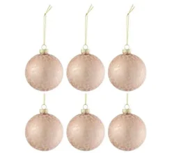 * Guirlande Et Boule De Sapin^Lot De 6 Boules De Noël "Givre Mat" 8Cm Rose Clair