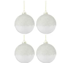 * Guirlande Et Boule De Sapin^Lot De 4 Boules De Noël "Givre" 10Cm Blanc