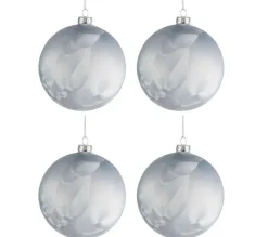 * Guirlande Et Boule De Sapin^Lot De 4 Boules De Noël "Glace" 10Cm Bleu