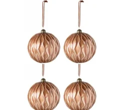 * Guirlande Et Boule De Sapin^Lot De 4 Boules De Noël "Lignes" 12Cm Marron