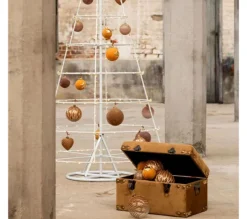 * Guirlande Et Boule De Sapin^Lot De 4 Boules De Noël "Lignes" 12Cm Marron