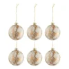 * Guirlande Et Boule De Sapin^Lot De 6 Boules De Noël "Marbre" 8Cm Blanc Et Or