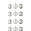 * Guirlande Et Boule De Sapin^Lot De 12 Boules De Noël "Mat Givre" 8Cm Gris Et Blanc
