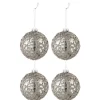 * Guirlande Et Boule De Sapin^Lot De 4 Boules De Noël "Mini Perles" 10Cm Gris