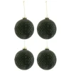 * Guirlande Et Boule De Sapin^Lot De 4 Boules De Noël "Motifs" 10Cm Vert Fonce