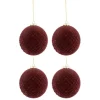 * Guirlande Et Boule De Sapin^Lot De 4 Boules De Noël "Motifs" 10Cm Bordeaux