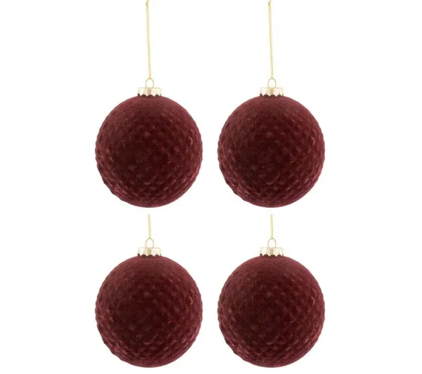 * Guirlande Et Boule De Sapin^Lot De 4 Boules De Noël "Motifs" 10Cm Bordeaux