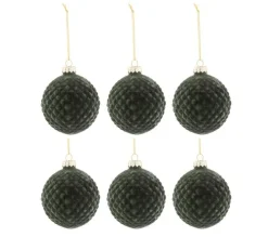 * Guirlande Et Boule De Sapin^Lot De 6 Boules De Noël "Motifs" 8Cm Vert Fonce