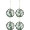 * Guirlande Et Boule De Sapin^Lot De 4 Boules De Noël "Paillettes" 10Cm Vert Menthe