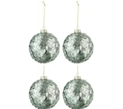 * Guirlande Et Boule De Sapin^Lot De 4 Boules De Noël "Paillettes" 10Cm Vert Menthe