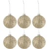 * Guirlande Et Boule De Sapin^Lot De 6 Boules De Noël "Paillettes" 8Cm Or