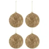 * Guirlande Et Boule De Sapin^Lot De 4 Boules De Noël "Paillettes" 12Cm Or