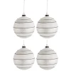 * Guirlande Et Boule De Sapin^Lot De 4 Boules De Noël "Paillettes Lignes" 10Cm Blanc