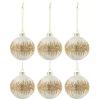 * Guirlande Et Boule De Sapin^Lot De 6 Boules De Noël "Paillettes Dorees" 8Cm Blanc