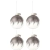 * Guirlande Et Boule De Sapin^Lot De 4 Boules De Noël "Paillettes" 10Cm Gris
