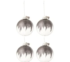 * Guirlande Et Boule De Sapin^Lot De 4 Boules De Noël "Paillettes" 10Cm Gris