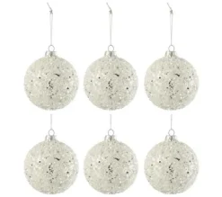 * Guirlande Et Boule De Sapin^Lot De 6 Boules De Noël "Perles" 8Cm Blanc Et Argent