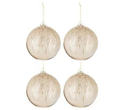 * Guirlande Et Boule De Sapin^Lot De 4 Boules De Noël "Perles Pailletees" 12Cm Or
