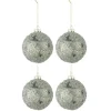 * Guirlande Et Boule De Sapin^Lot De 4 Boules De Noël "Pierres" 10Cm Gris Et Vert