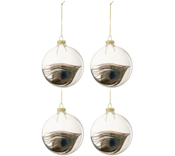 * Guirlande Et Boule De Sapin^Lot De 4 Boules De Noël "Plumes" 10Cm Transparent