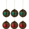 * Guirlande Et Boule De Sapin^Lot De 6 Boules De Noël "Quadrille" 8Cm Vert Et Rouge