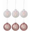 * Guirlande Et Boule De Sapin^Lot De 6 Boules De Noël "Rennes" 8Cm Rose Et Blanc