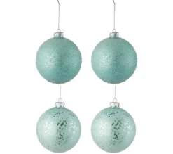 * Guirlande Et Boule De Sapin^Lot De 4 Boules De Noël "Sea" 10Cm Vert Menthe