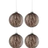 * Guirlande Et Boule De Sapin^Lot De 4 Boules De Noël "T Che Brillante" 10Cm Gris