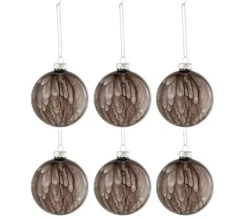 * Guirlande Et Boule De Sapin^Lot De 6 Boules De Noël "T Che Brillante" 8Cm Gris