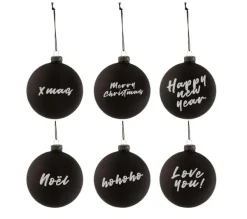 * Guirlande Et Boule De Sapin^Lot De 6 Boules De Noël "Tableau" 8Cm Noir