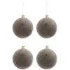 * Guirlande Et Boule De Sapin^Lot De 4 Boules De Noël "Velours" 10Cm Gris