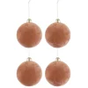 * Guirlande Et Boule De Sapin^Lot De 4 Boules De Noël "Velours" 10Cm Vieux Rose