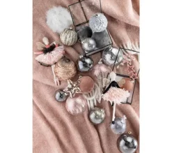 * Guirlande Et Boule De Sapin^Lot De 6 Boules De Noël "Velours" 8Cm Vieux Rose
