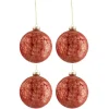 * Guirlande Et Boule De Sapin^Lot De 4 Boules De Noël "Velours Antique" 12Cm Bordeaux