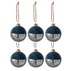 * Guirlande Et Boule De Sapin^Lot De 6 Boules De Noël "Velours Paillettes" 8Cm Bleu