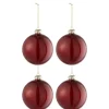 * Guirlande Et Boule De Sapin^Lot De 4 Boules De Noël "Verre Pais" 10Cm Rouge Fonce