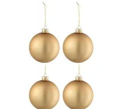 * Guirlande Et Boule De Sapin^Lot De 4 Boules De Noël "Verre Pais" 10Cm Or
