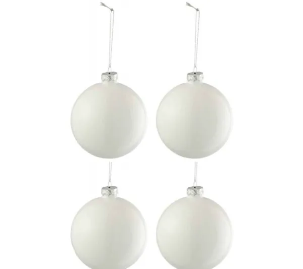 * Guirlande Et Boule De Sapin^Lot De 4 Boules De Noël "Verre Pais" 10Cm Blanc