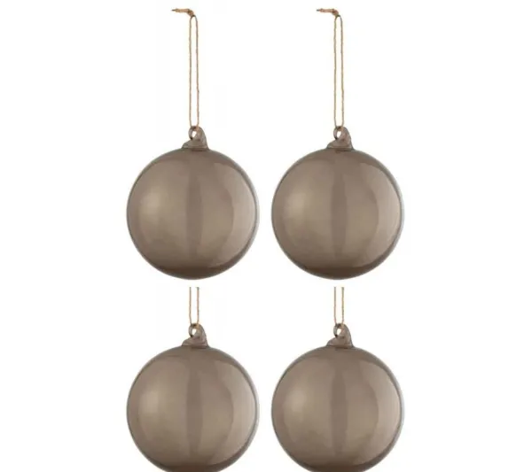 * Guirlande Et Boule De Sapin^Lot De 4 Boules De Noël "Verre Pais" 10Cm Gris