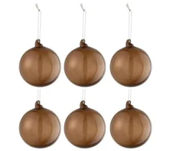 * Guirlande Et Boule De Sapin^Lot De 6 Boules De Noël "Verre Pais" 8Cm Marron