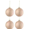 * Guirlande Et Boule De Sapin^Lot De 4 Boules De Noël "Verre Mat" 12Cm Rose Clair