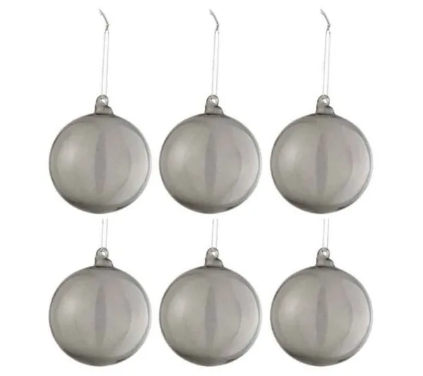 * Guirlande Et Boule De Sapin^Lot De 6 Boules De Noël "Verre Pais" 8Cm Gris