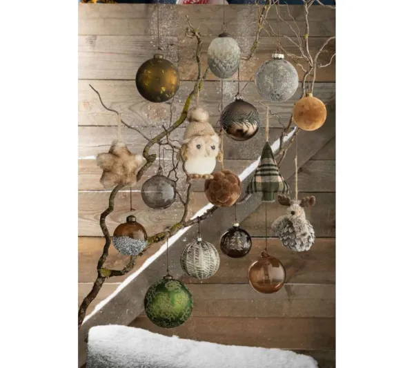 * Guirlande Et Boule De Sapin^Lot De 6 Boules De Noël "Verre Pais" 8Cm Gris