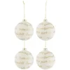 * Guirlande Et Boule De Sapin^Lot De 4 Boules De Noël "Xmas" 10Cm Blanc Et Or